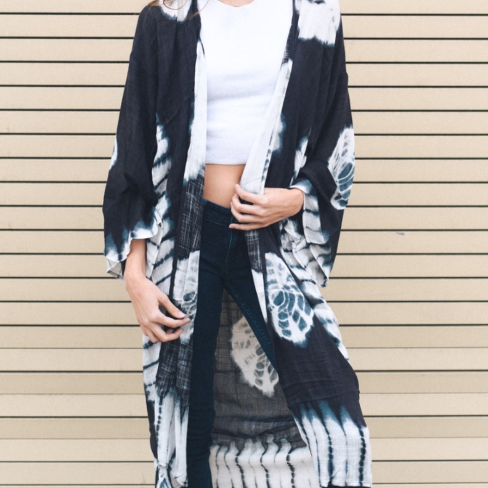 kimono long tie-dye / wrap - Picture 3 of 3